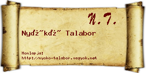 Nyókó Talabor névjegykártya